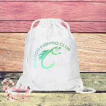 Load image into Gallery viewer, Jersey Mesh Drawstring Backpack with Kellogg Fishing Club Logo