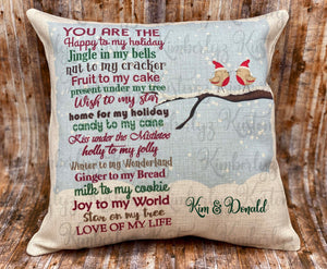 Lovebird Christmas Pillow