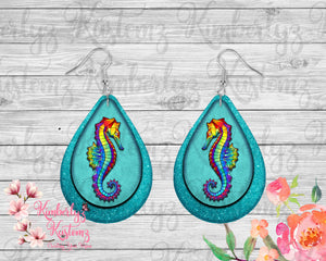 Digital File for 2" Teardrop Seahorse earrings ~ DIGITAL FILE