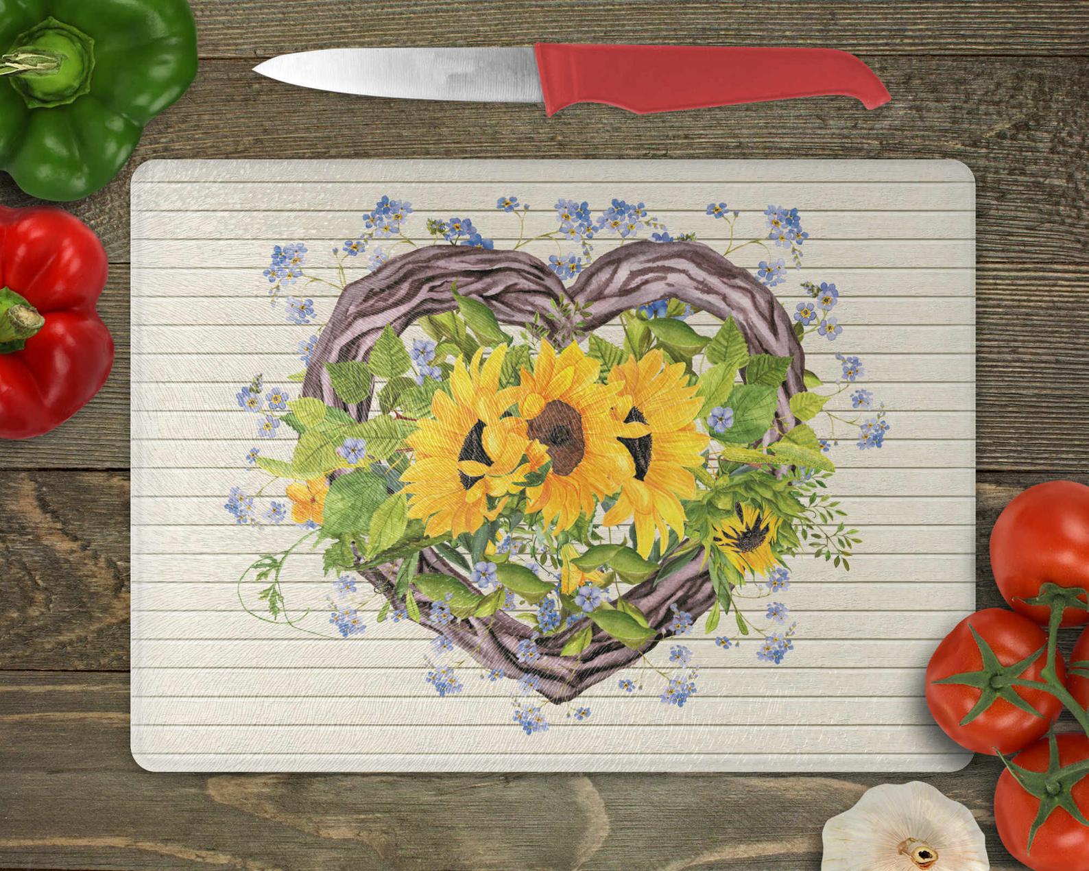 Sunflower Personalized Glass Cutting Board – Jenniferscraftcorner